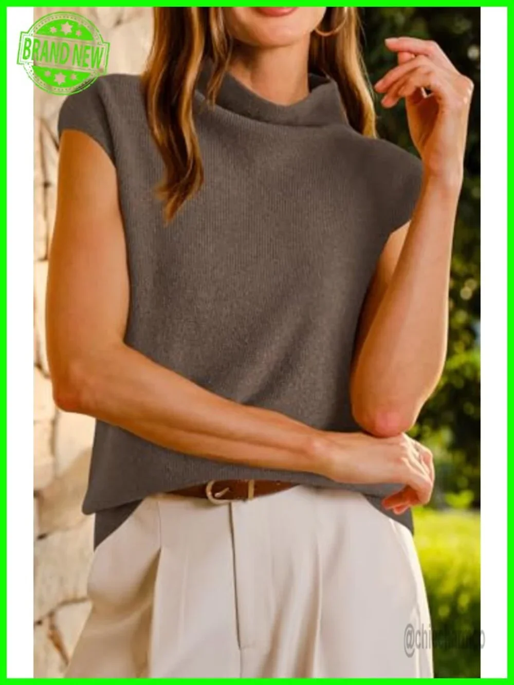 Wool Blend Mock Neck Sleeveless Turtleneck Sweater Vest Business Casual